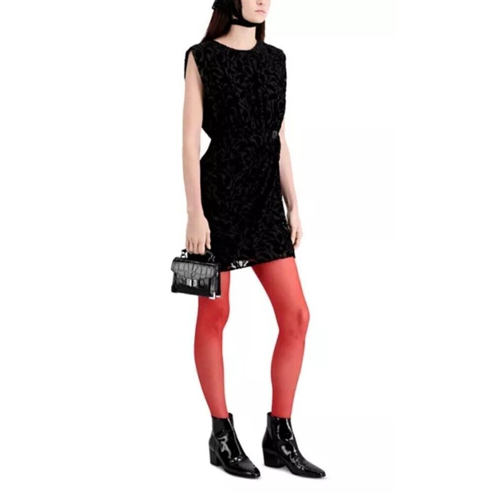 The Kooples Short Black Devore Velvet Dress Size S Cocktail - Picture 3 of 16